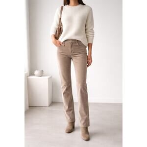 Burberry London Velvet Pants Tan Beige Straight Leg Made in Italy Size 10